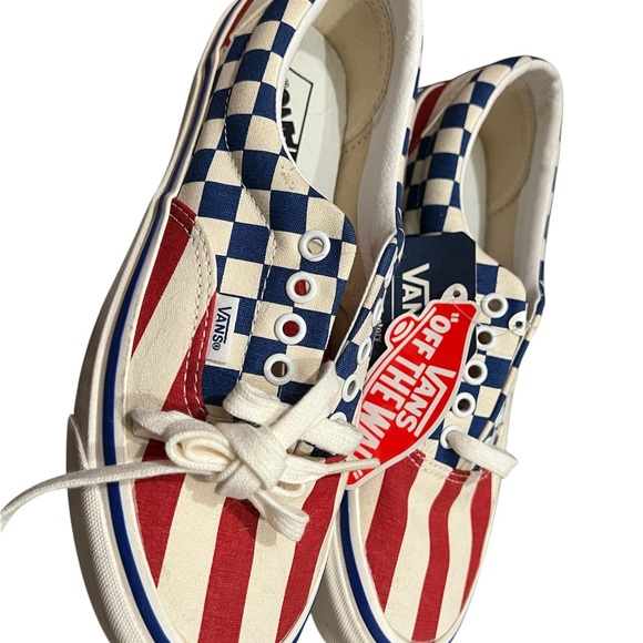 Vans Shoes - Vans Red and Blue Checkerboard Sneakers